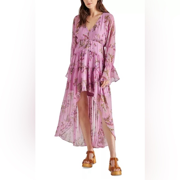 Steve Madden Women's Sol Floral High-Low Maxi Dress in Size S Fairy Whimsical - Picture 1 of 7